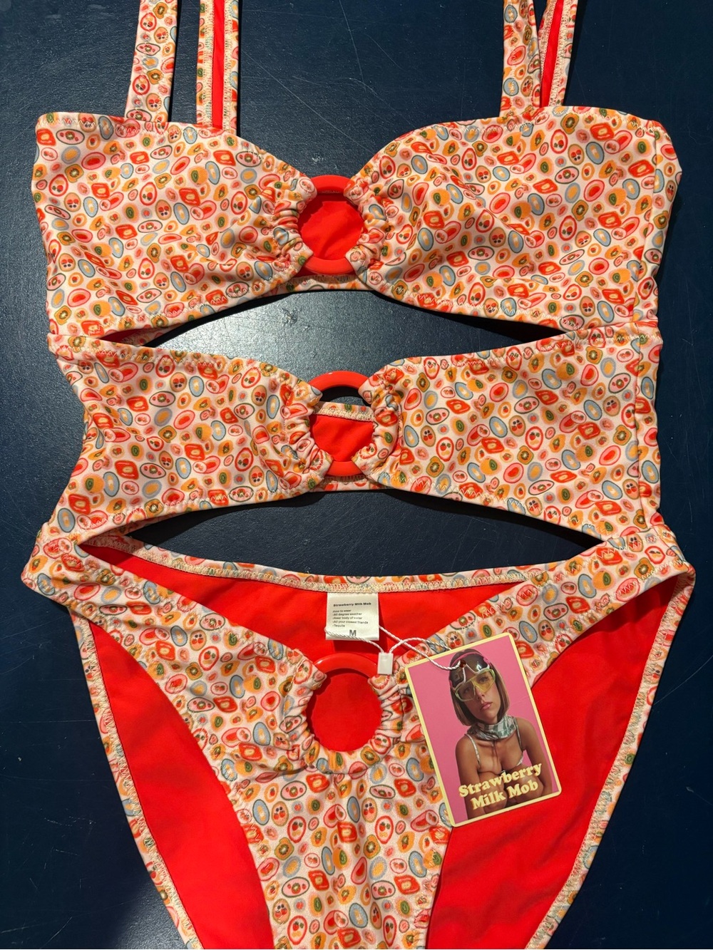 Strawberry Milk Mob Red & Cream Patterned One-Piece Swimsuit